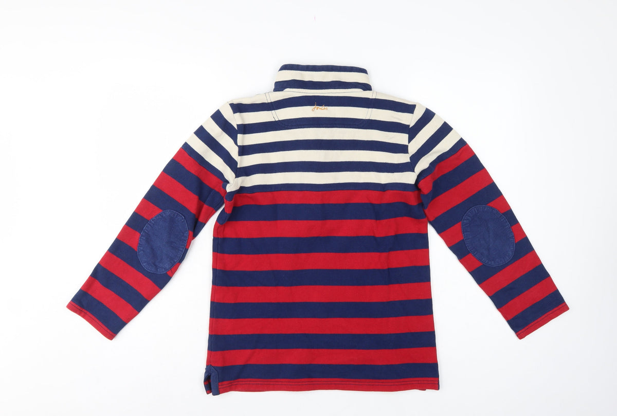Joules Girls Multicoloured 11-12 Years Striped 1/4 Zip Rugby Sweatshirt