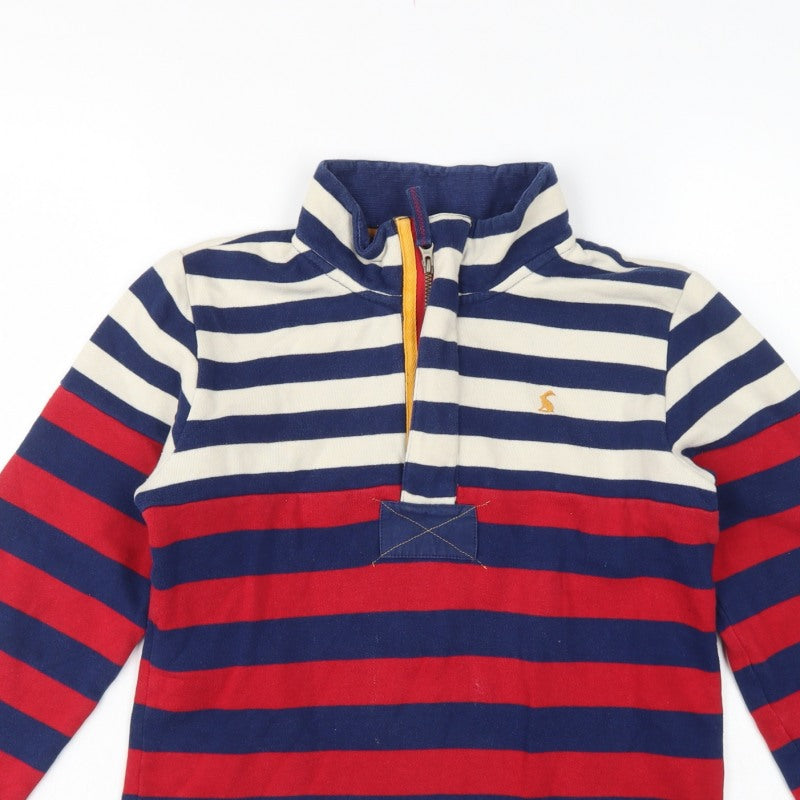 Joules Girls Multicoloured 11-12 Years Striped 1/4 Zip Rugby Sweatshirt