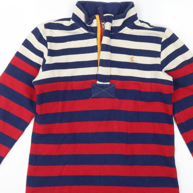 Joules Girls Multicoloured 11-12 Years Striped 1/4 Zip Rugby Sweatshirt