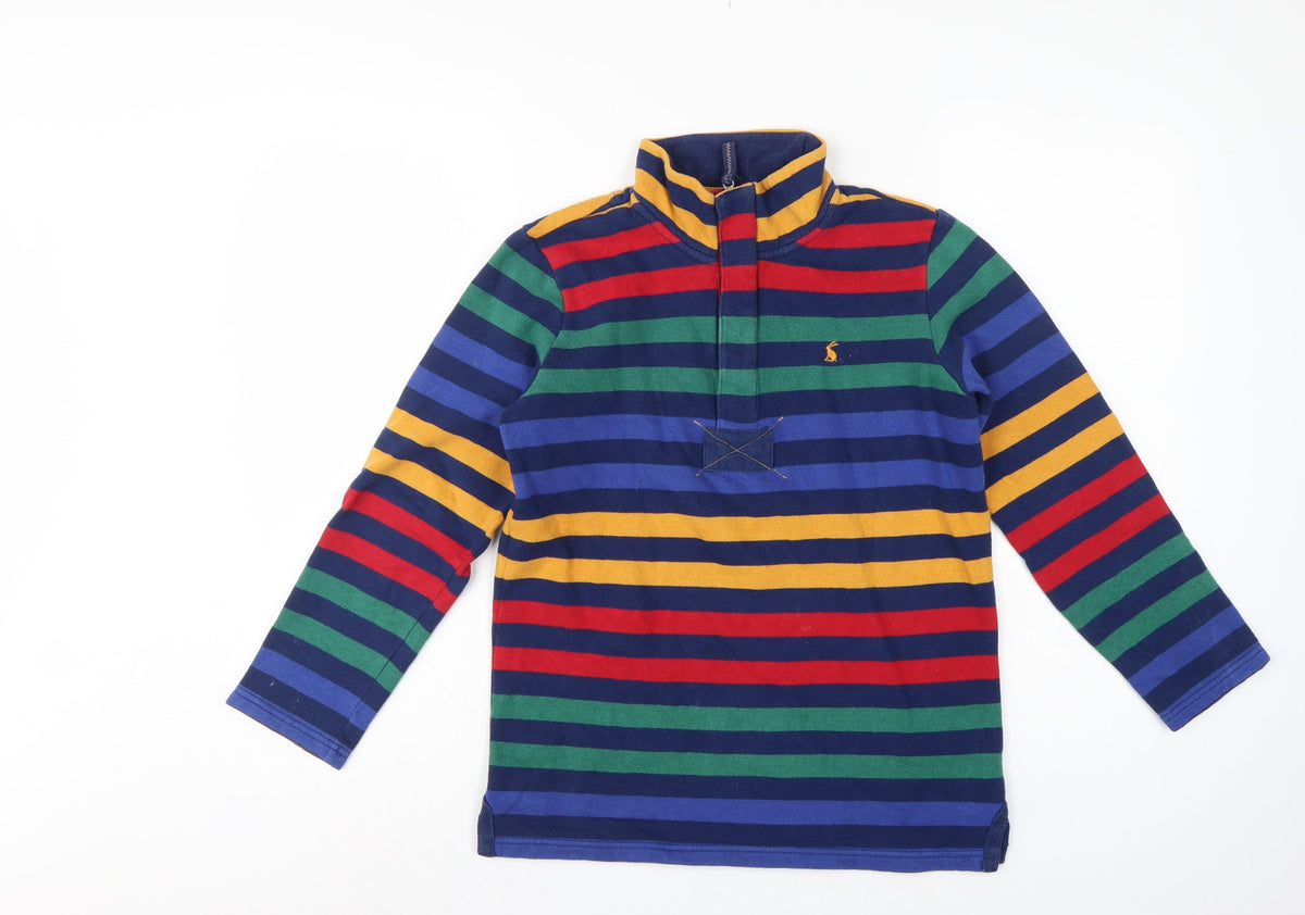 Back view of Joules boys’ multicoloured 11-12 years 1/4 zip striped sweatshirt