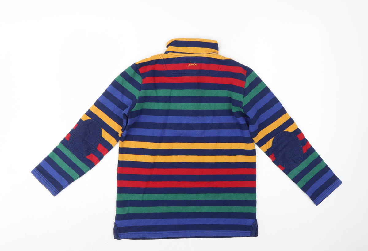 Brand and care label for Joules boys’ multicoloured 11-12 years 1/4 zip striped sweatshirt