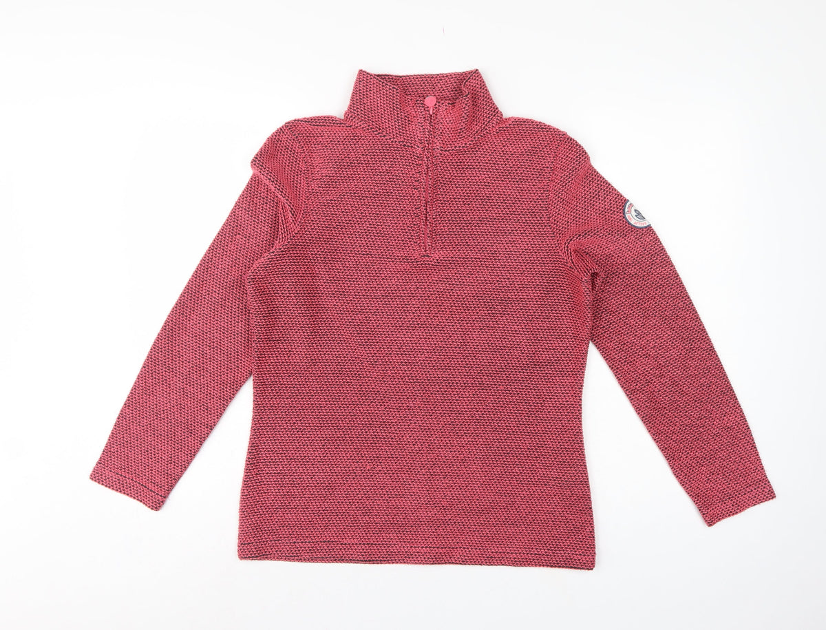 Weird Fish Women’s Pink Grey Knit 1/4 Zip Pullover Sweatshirt UK 10