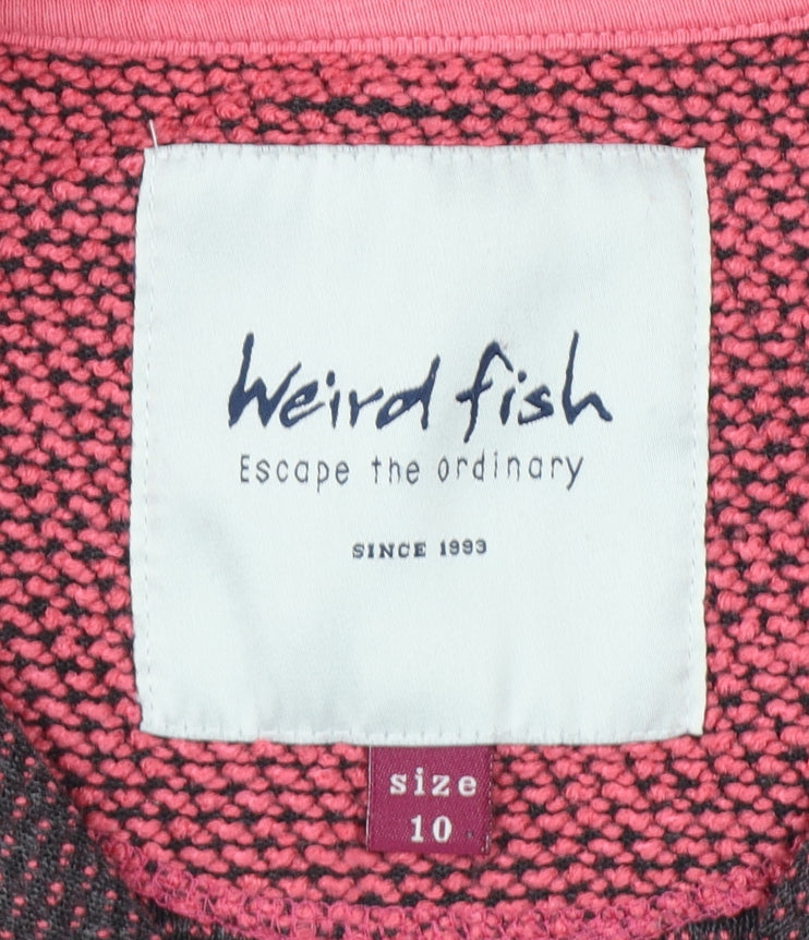 Weird Fish Women’s Pink Grey Knit 1/4 Zip Pullover Sweatshirt UK 10