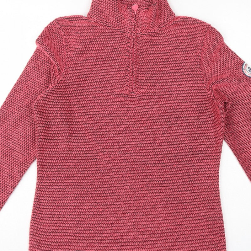 Weird Fish Women’s Pink Grey Knit 1/4 Zip Pullover Sweatshirt UK 10
