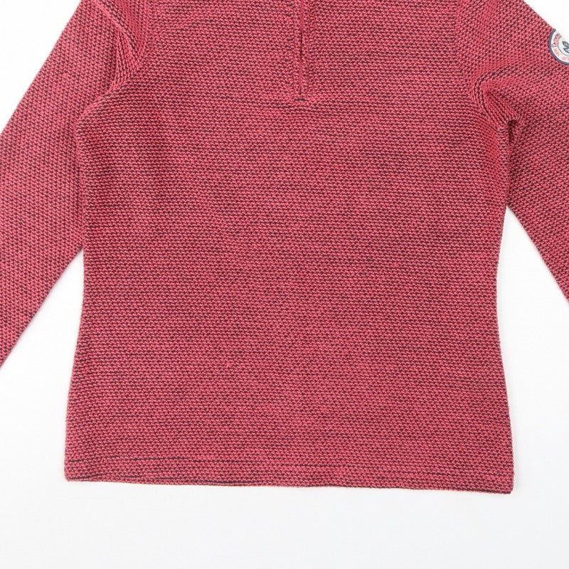 Weird Fish Women’s Pink Grey Knit 1/4 Zip Pullover Sweatshirt UK 10