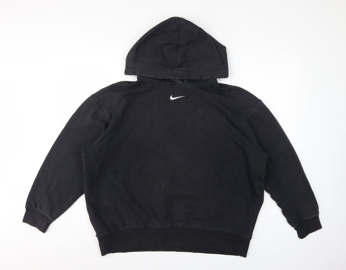 Nike Unisex Adults Black M Pullover Hoodie Swoosh Logo Fleece Pockets