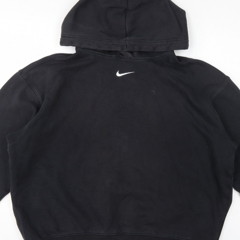 Nike Unisex Adults Black M Pullover Hoodie Swoosh Logo Fleece Pockets