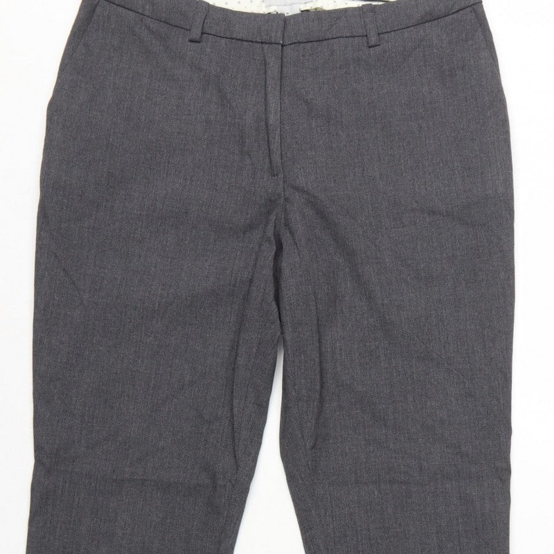 H&M Women Grey UK 10 Straight Leg Dress Trousers Workwear