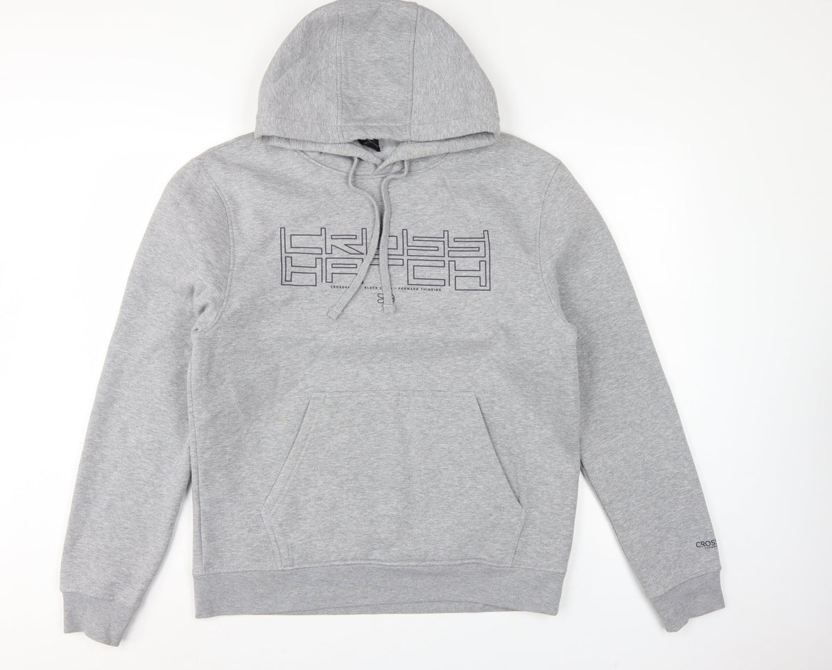 Crosshatch Men’s Grey L Pullover Graphic Logo Hoodie