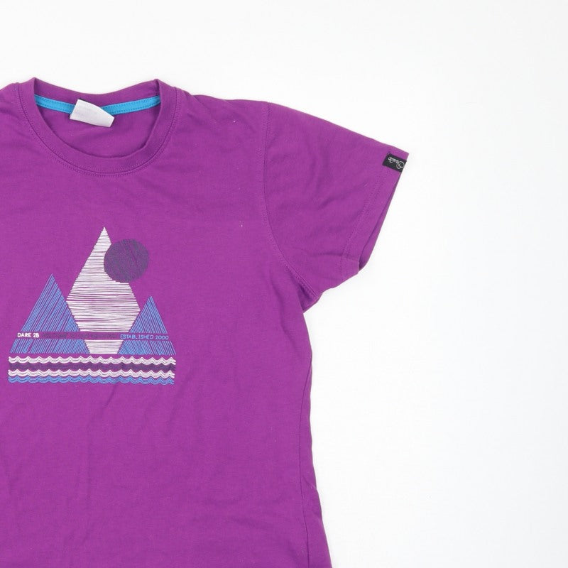 Dare 2b Women Purple UK 12 Geometric Short Sleeve Jersey T-Shirt