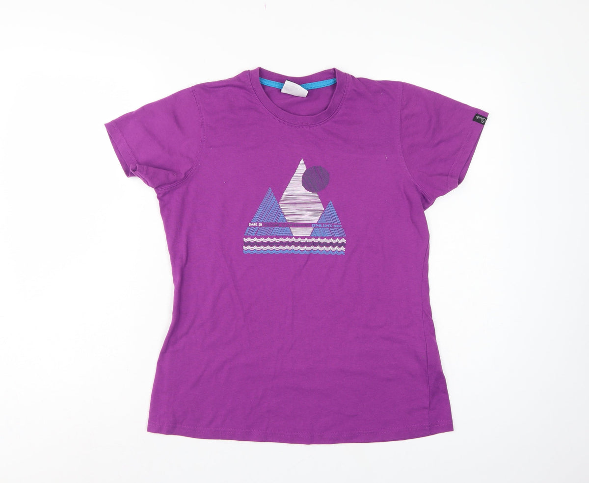 Dare 2b Women Purple UK 12 Geometric Short Sleeve Jersey T-Shirt