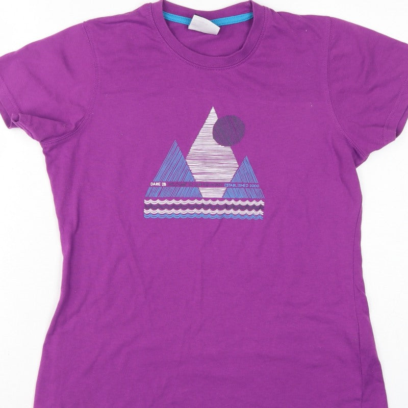 Dare 2b Women Purple UK 12 Geometric Short Sleeve Jersey T-Shirt