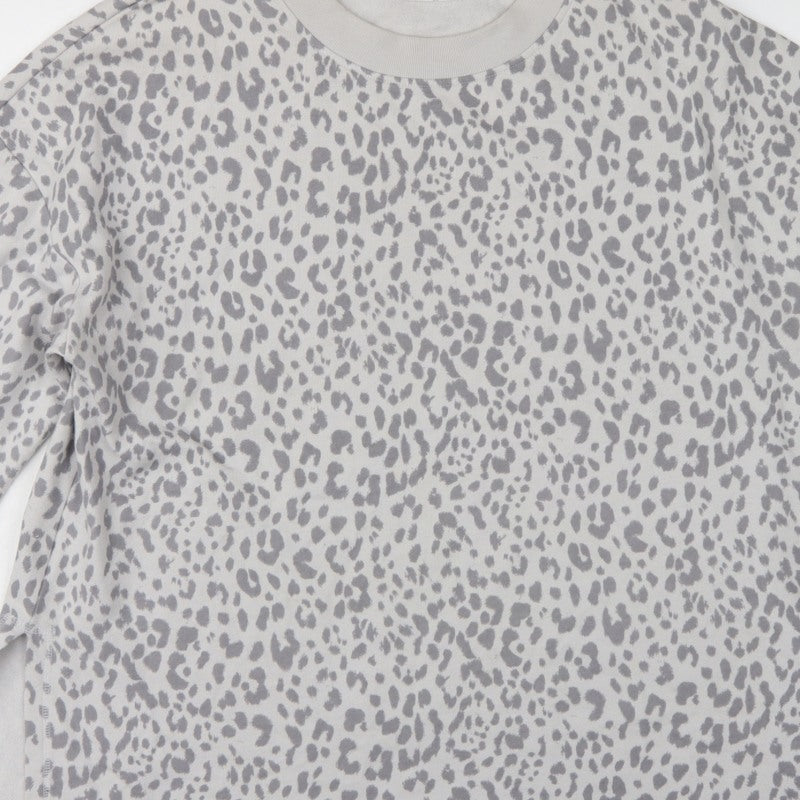 GAP Women Grey Leopard Print XL Pullover Crew Neck Sweatshirt
