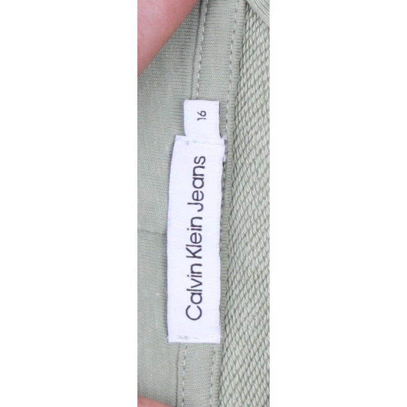 Calvin Klein Jeans Boys Green 16 Years Pullover Logo Hoodie Cotton