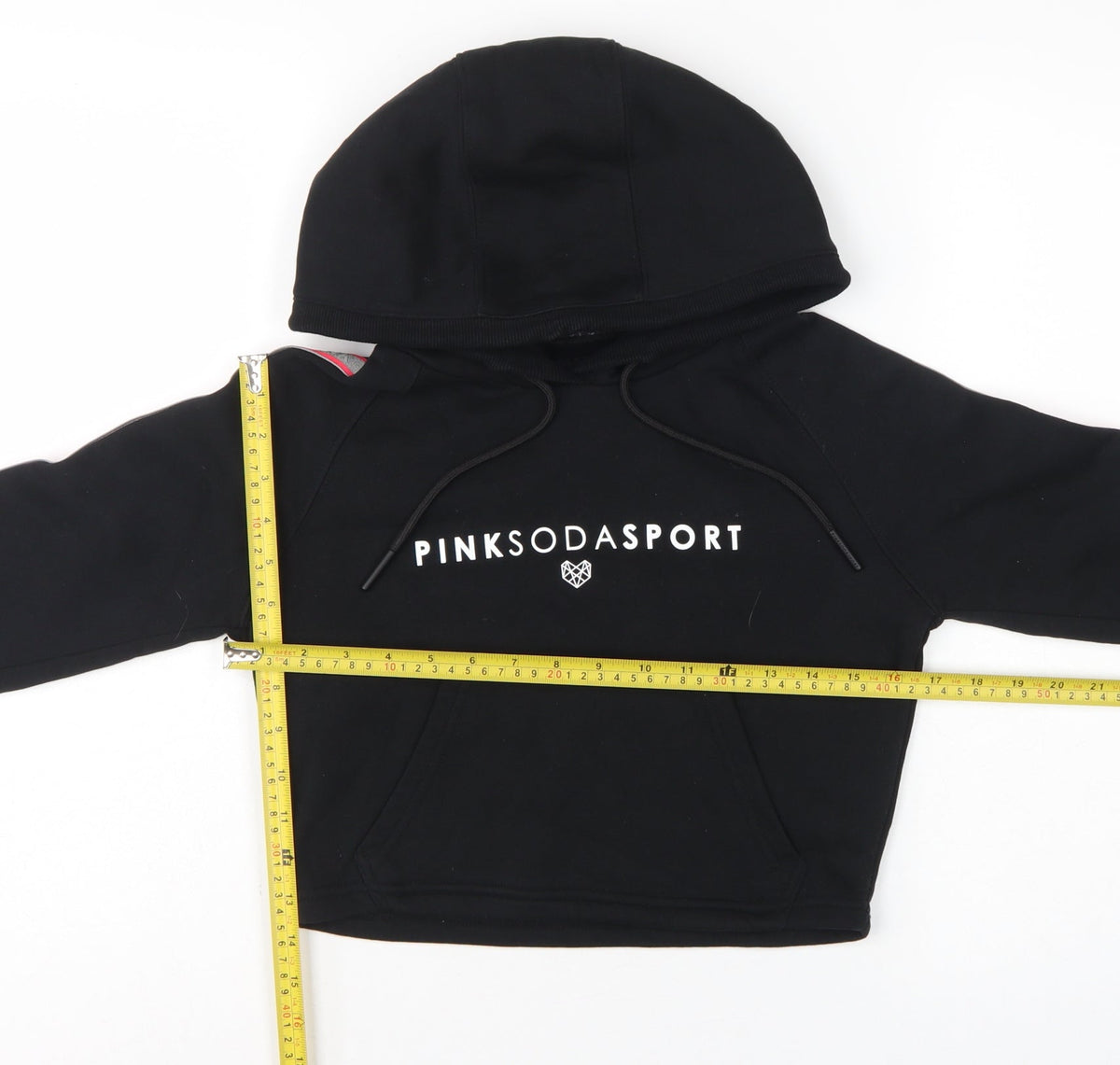 Pink Soda Sport Women’s Black UK 6 Cropped Logo Pullover Hoodie