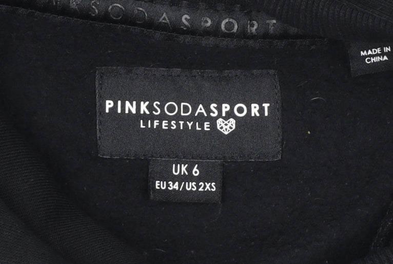 Pink Soda Sport Women’s Black UK 6 Cropped Logo Pullover Hoodie