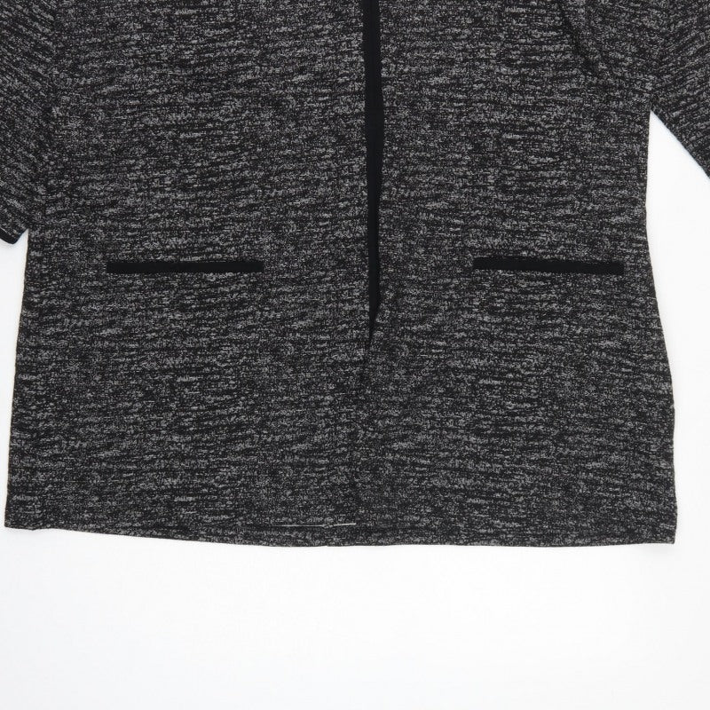 M&S Women Black Grey Knit Zip Tunic Blouse UK 24 3/4 Sleeve