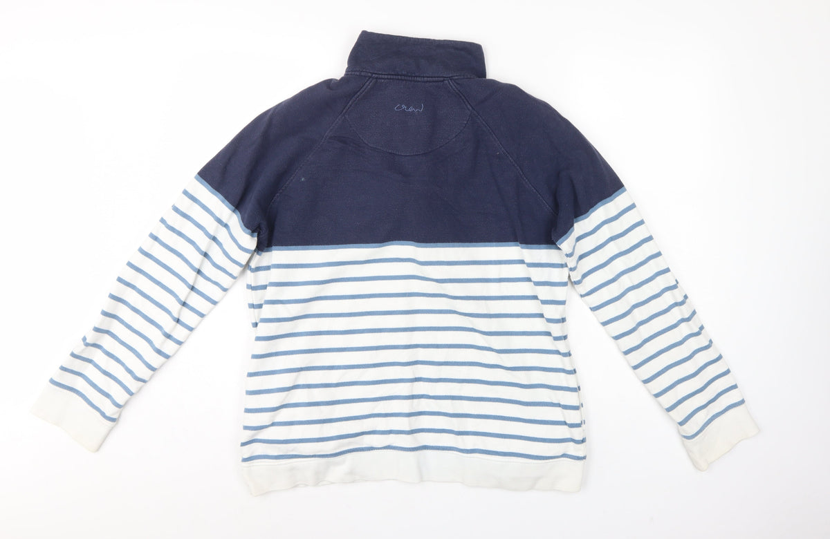 Crew Clothing Company Women’s Blue Striped 1/4 Zip Sweatshirt UK 14