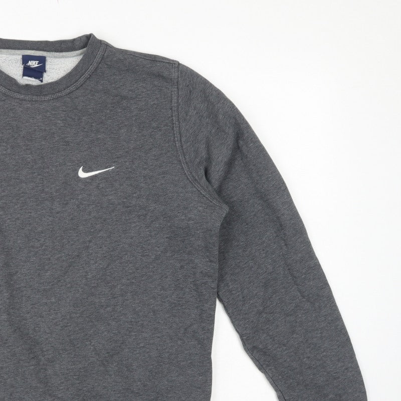 Nike Men’s Grey M Crew Neck Pullover Sweatshirt Logo Fleece