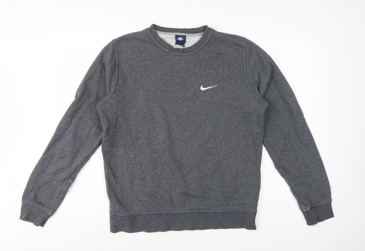 Nike Men’s Grey M Crew Neck Pullover Sweatshirt Logo Fleece