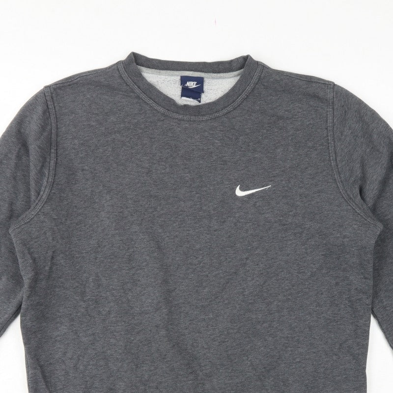 Nike Men’s Grey M Crew Neck Pullover Sweatshirt Logo Fleece