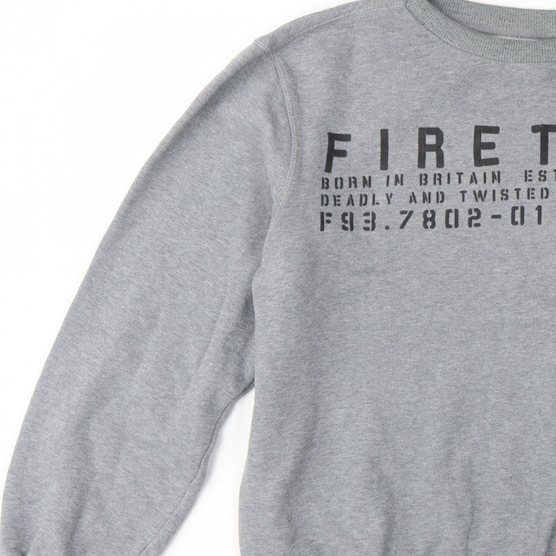 Firetrap Men’s Grey L Graphic Print Crew Neck Pullover Sweatshirt