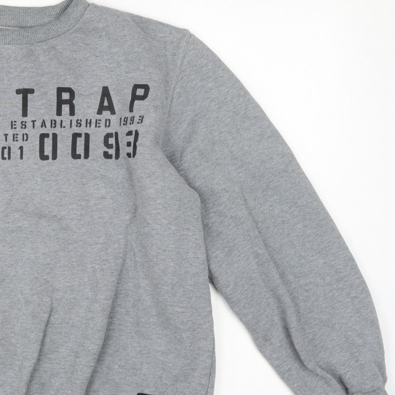Firetrap Men’s Grey L Graphic Print Crew Neck Pullover Sweatshirt