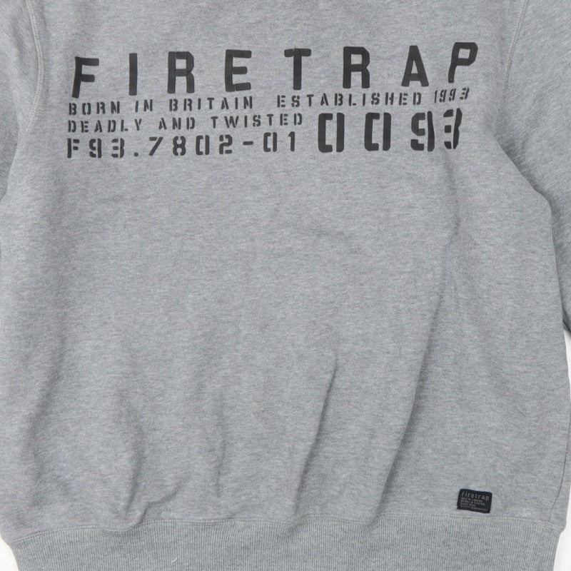 Firetrap Men’s Grey L Graphic Print Crew Neck Pullover Sweatshirt