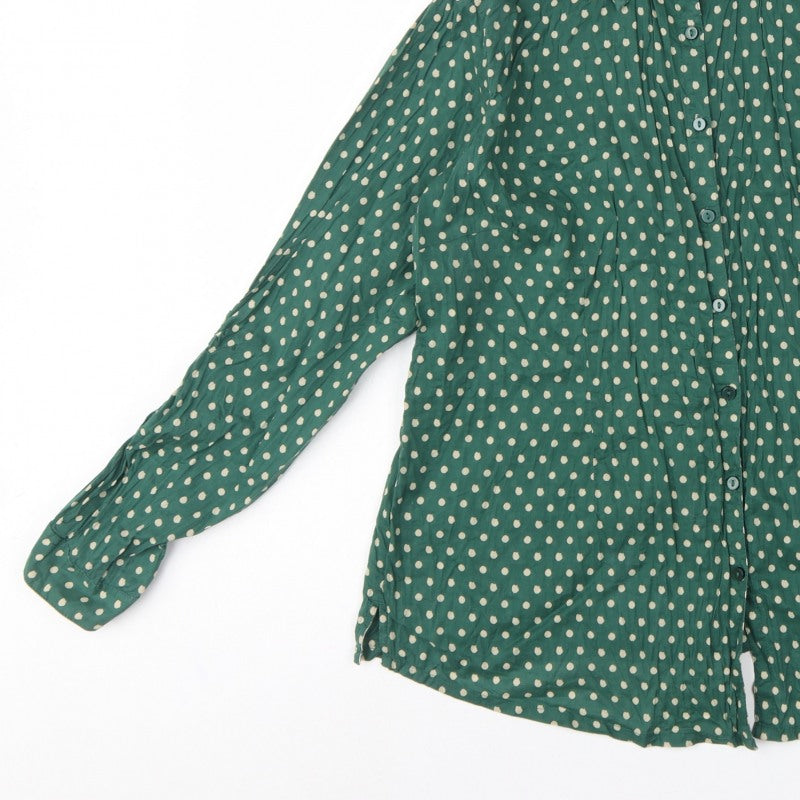 Seasalt Cornwall Women Green Polka Dot Basic Button-Up Shirt UK 18