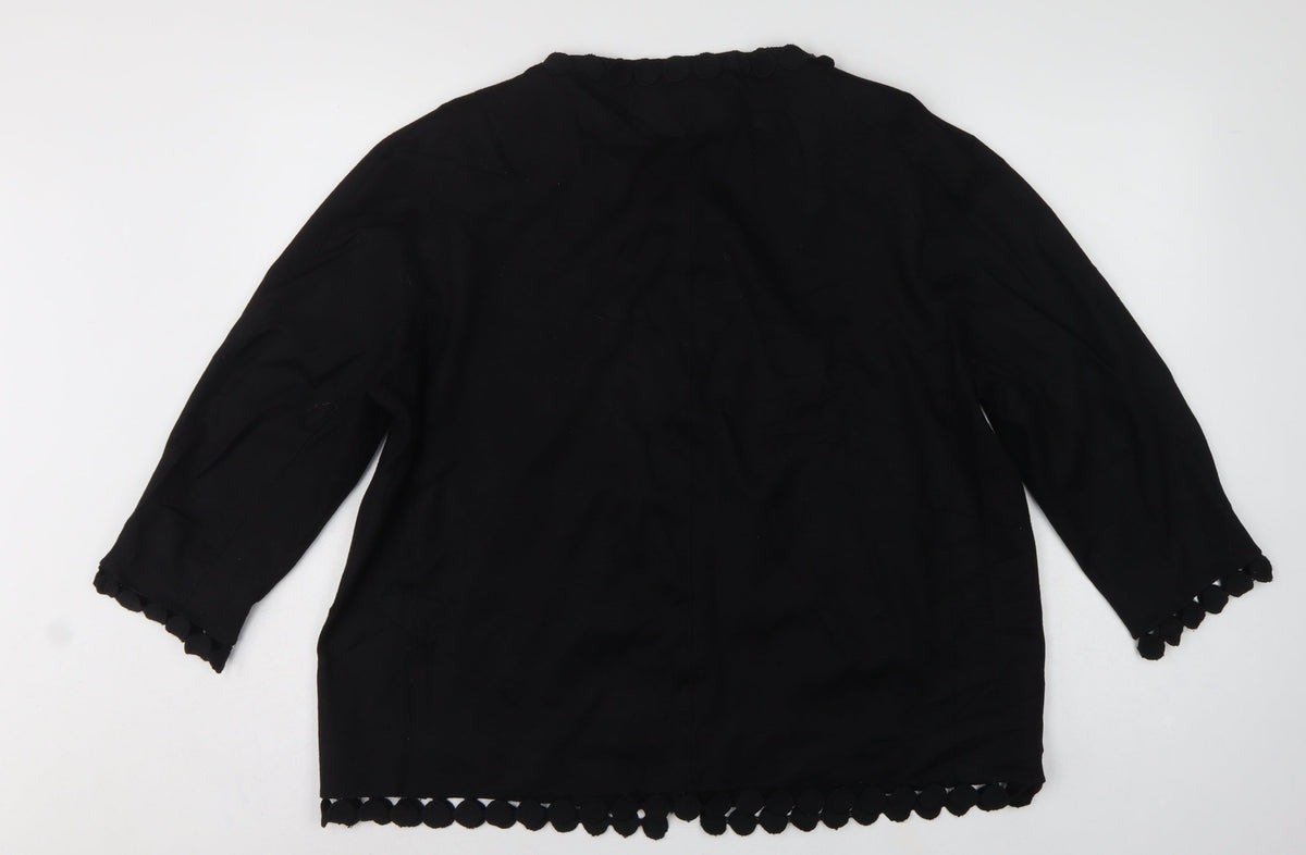 Jaeger Women’s Black Wool Blend UK 16 Collarless Button Jacket