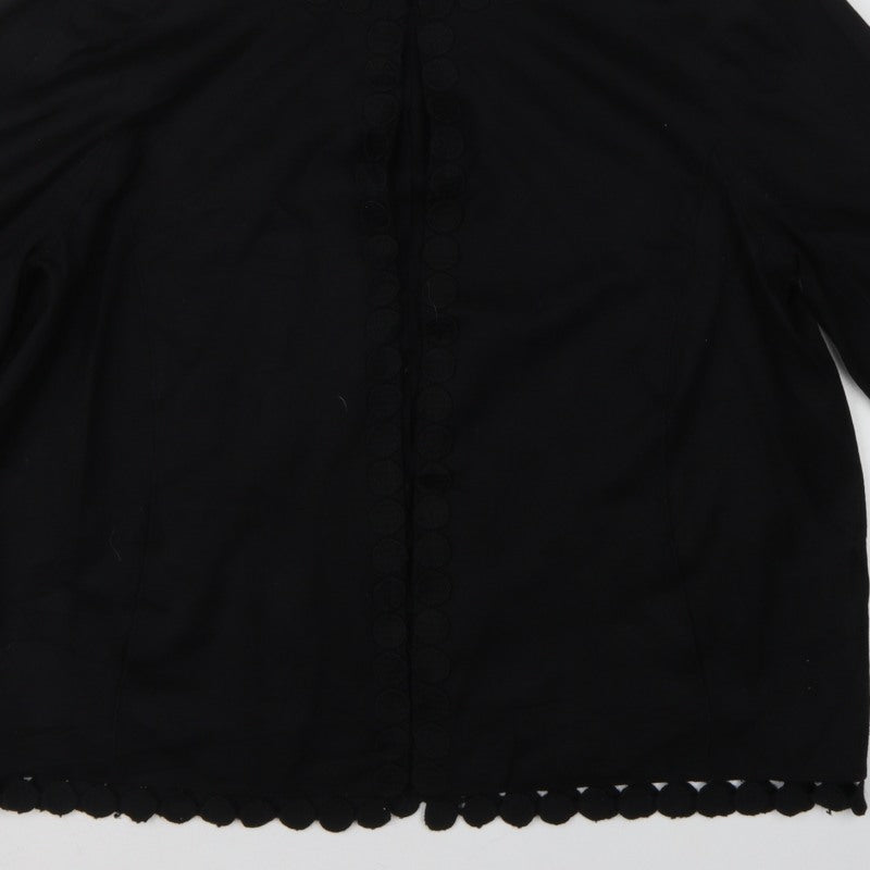 Jaeger Women’s Black Wool Blend UK 16 Collarless Button Jacket