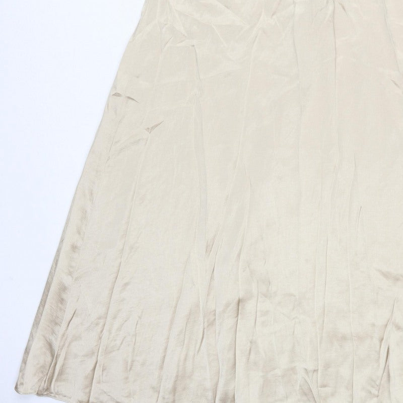 H&M Women Ivory UK 10 Long A-Line Sleeveless Belted Occasion Dress