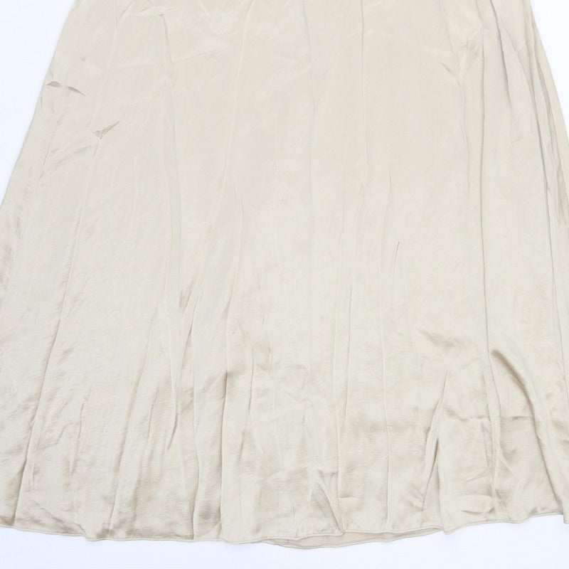 H&M Women Ivory UK 10 Long A-Line Sleeveless Belted Occasion Dress