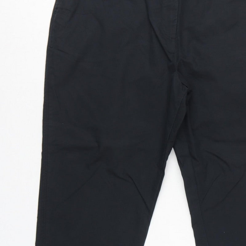 Marks and Spencer Women Black Size 14 Regular Tapered Chino Trousers