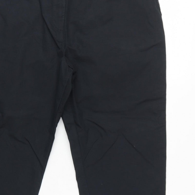 Marks and Spencer Women Black Size 14 Regular Tapered Chino Trousers