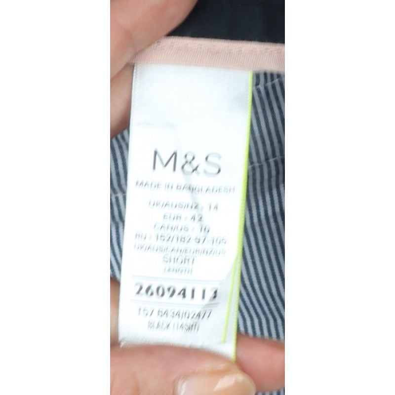 Marks and Spencer Women Black Size 14 Regular Tapered Chino Trousers