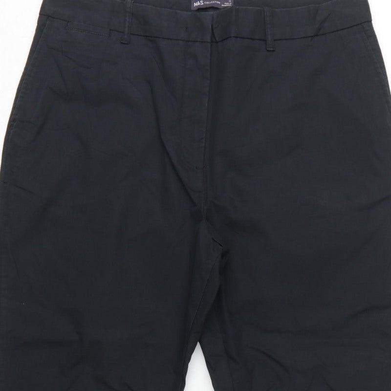 Marks and Spencer Women Black Size 14 Regular Tapered Chino Trousers