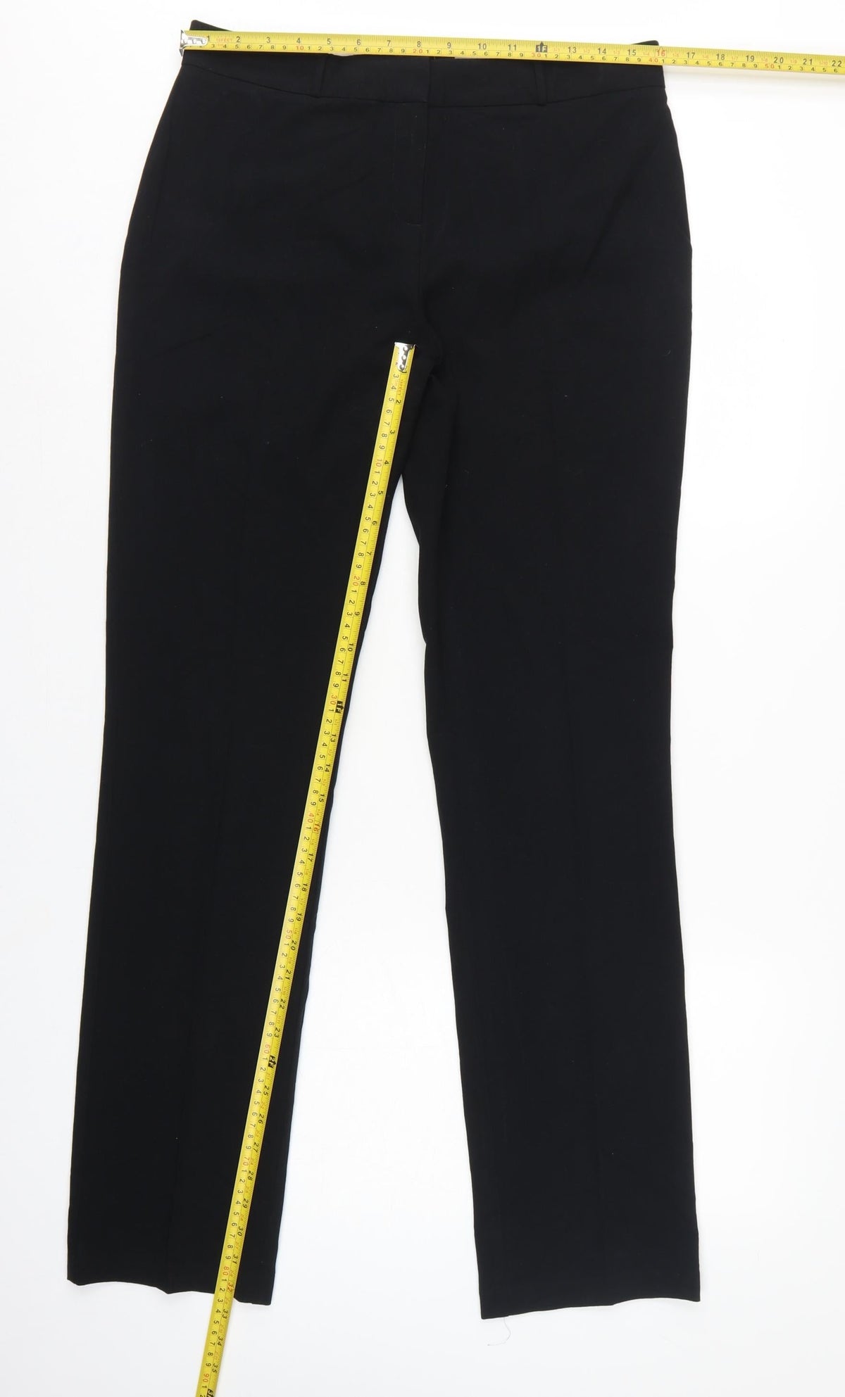 Marks & Spencer Women Black UK 12 Long Straight Dress Trousers