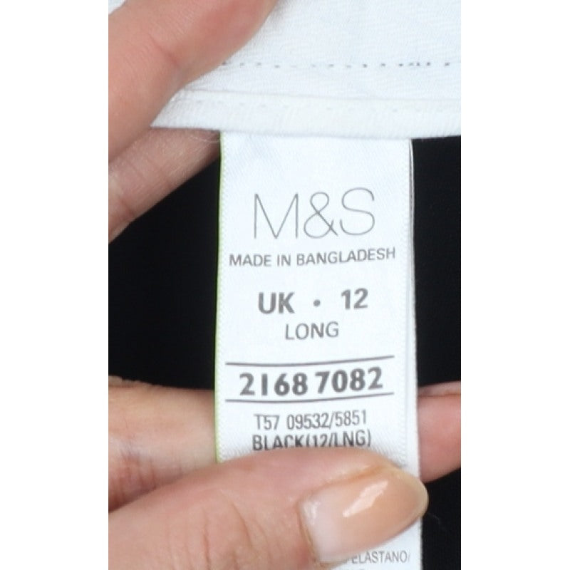 Marks & Spencer Women Black UK 12 Long Straight Dress Trousers