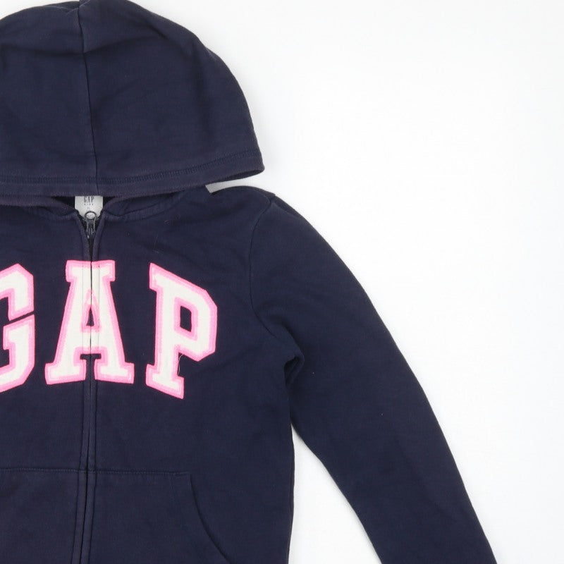 GAP Girls Blue XL 12-13 Years Full Zip Logo Hoodie Pockets
