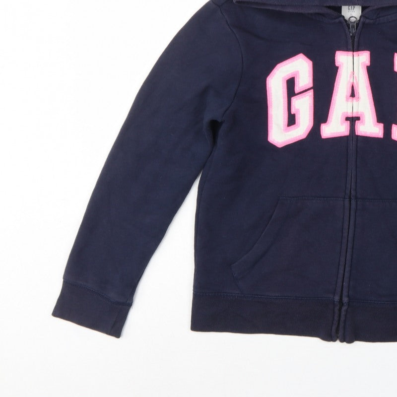GAP Girls Blue XL 12-13 Years Full Zip Logo Hoodie Pockets