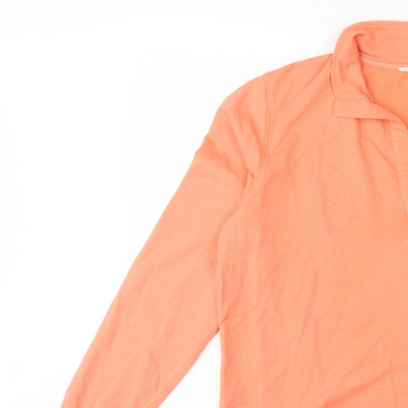 White Stuff Women Orange UK 14 Pullover Quarter Zip Cotton Sweatshirt