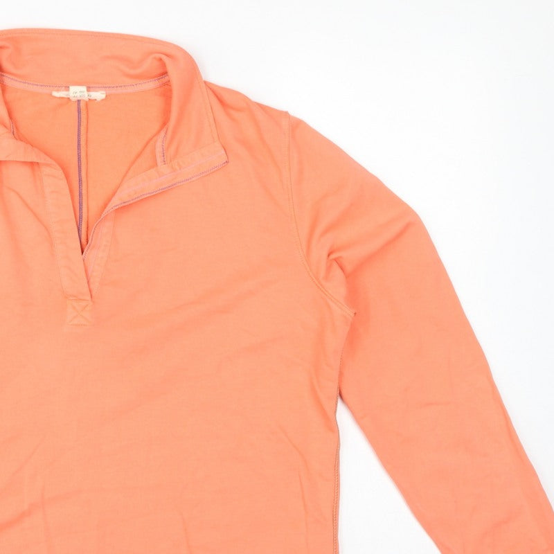 White Stuff Women Orange UK 14 Pullover Quarter Zip Cotton Sweatshirt