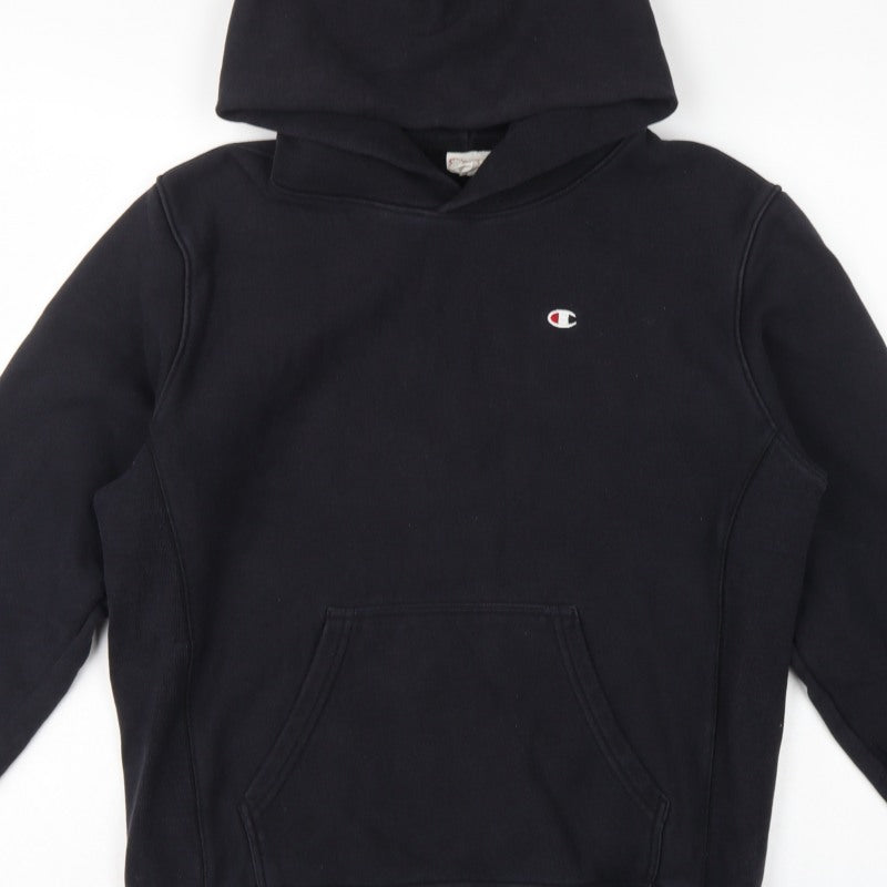 Additional view of Champion Men’s Black M Reverse Weave Pullover Hoodie Logo Heavyweight