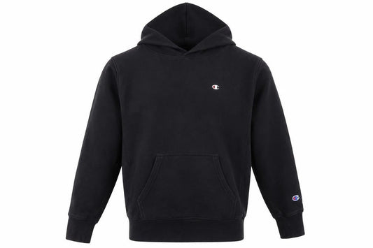 Front view of Champion Men’s Black M Reverse Weave Pullover Hoodie Logo Heavyweight