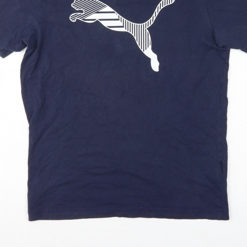 Puma Men’s Blue S Logo Graphic Crew Neck Short Sleeve T-Shirt