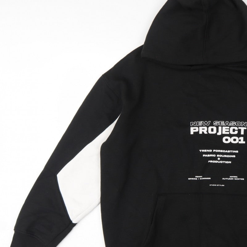PrettyLittleThing Women’s Black UK 12 Pullover Hoodie Graphic Print