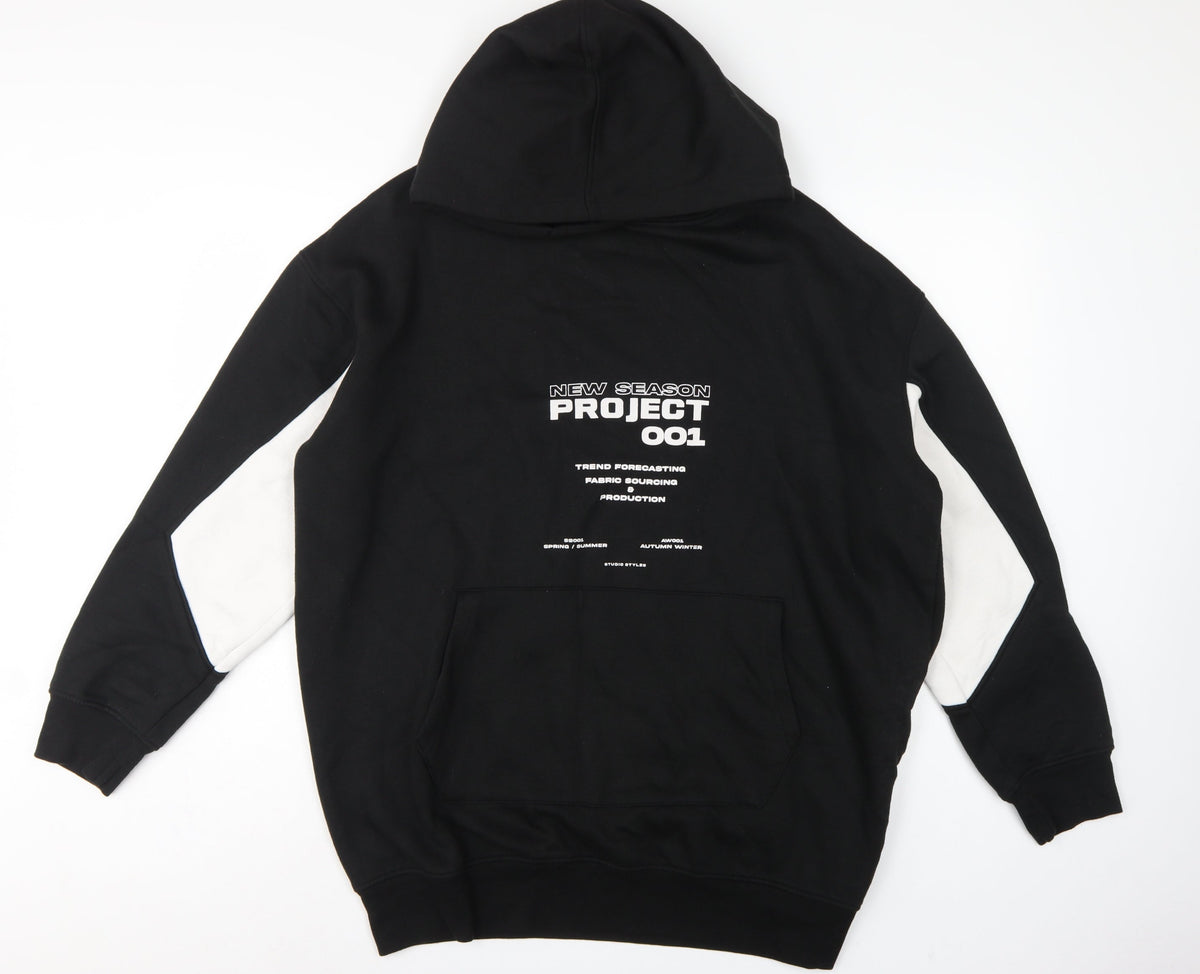PrettyLittleThing Women’s Black UK 12 Pullover Hoodie Graphic Print