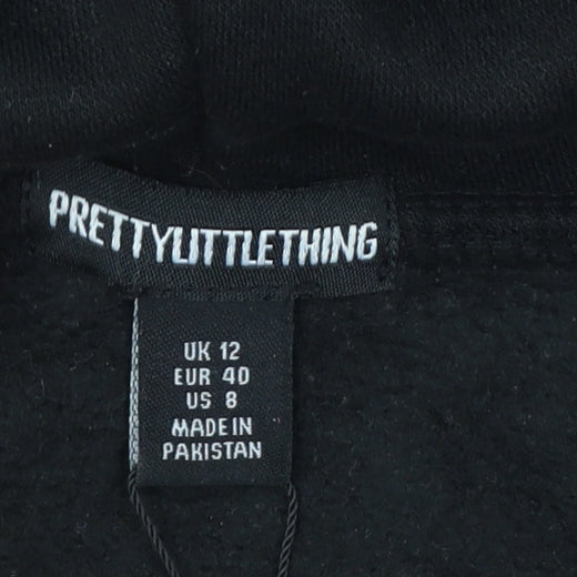 PrettyLittleThing Women’s Black UK 12 Pullover Hoodie Graphic Print