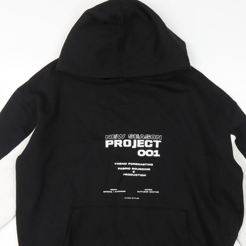 PrettyLittleThing Women’s Black UK 12 Pullover Hoodie Graphic Print